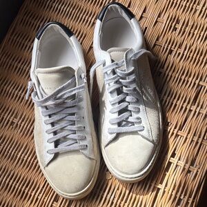 Oliver Cabell White and Light Gray Low-Top Sneakers